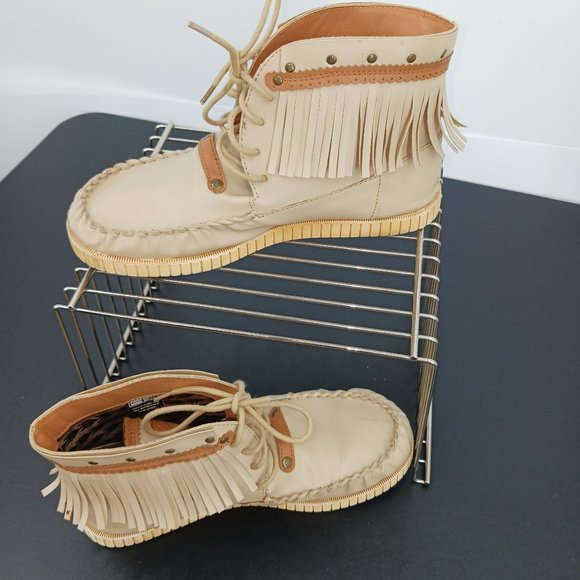 CODE WEST CRAE CRAE WOMENS BEIGE MOCASSIN SLIPPER BOOTIES SIZE 10M - Picture 11 of 12